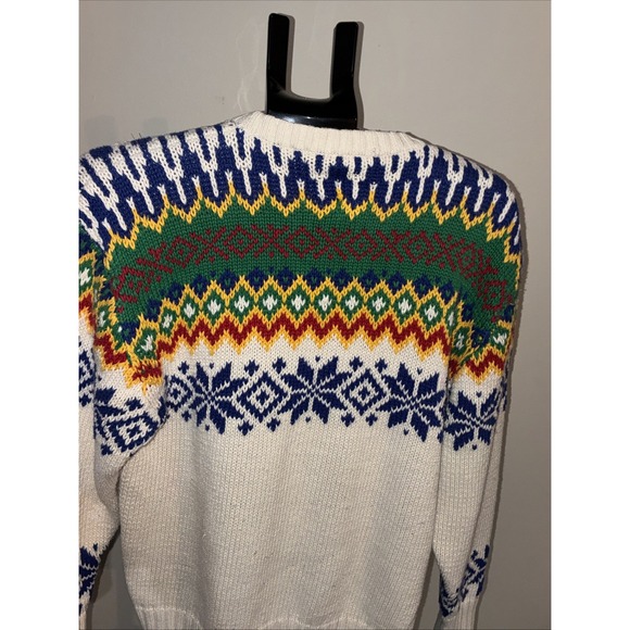 GH Bass Sweater Vintage Large Cotton/ramie Mix Snowflake Design - Picture 14 of 14